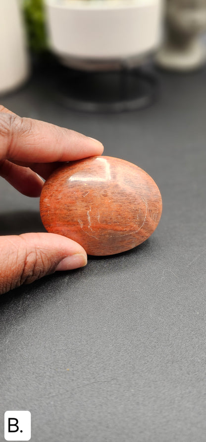 Peach Moonstone Palm Stone