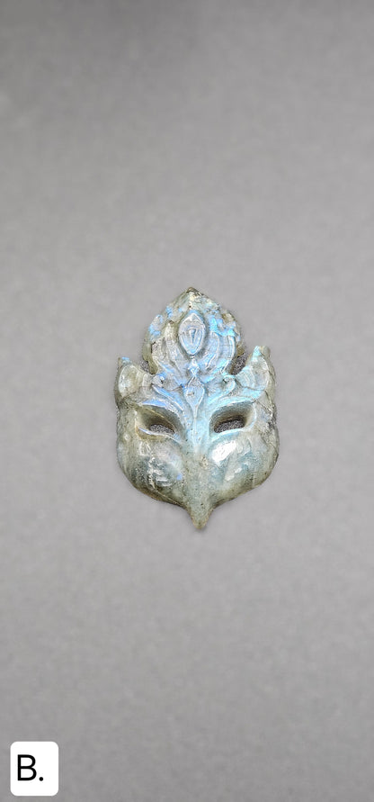 Hand Carved Labradorite Masquerade Mask...