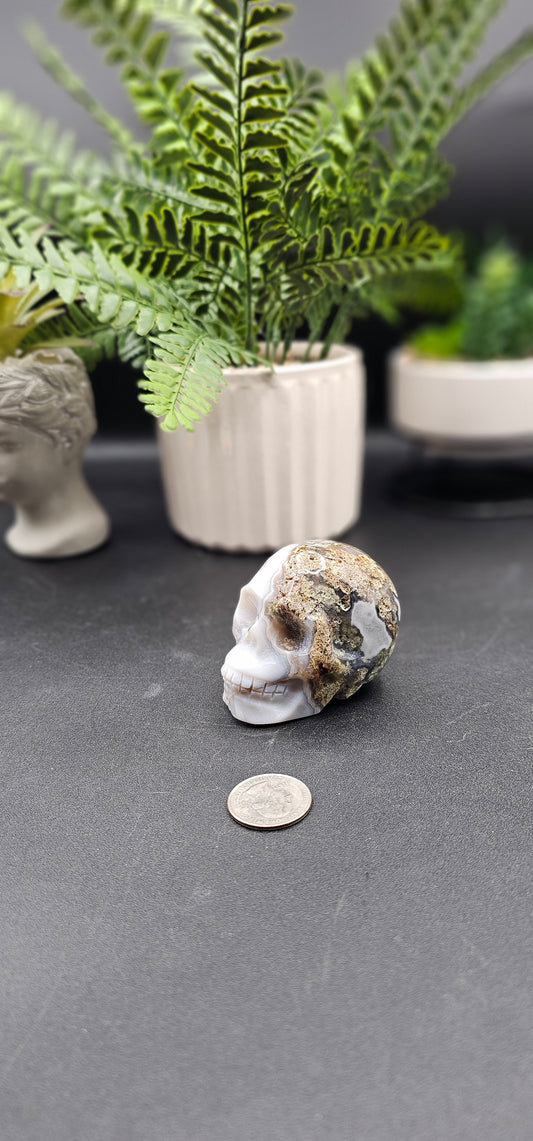 Moss Agate Skull