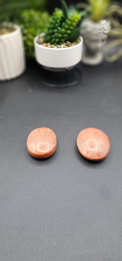 Peach Moonstone Palm Stone