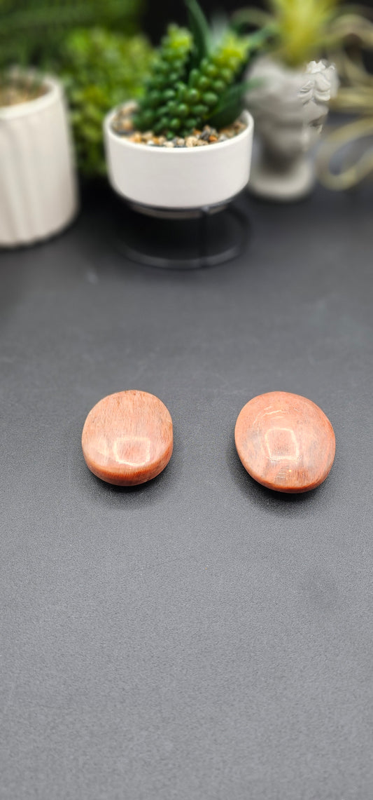 Peach Moonstone Palm Stone