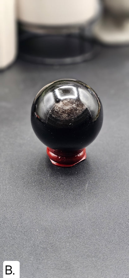 Silver Obsidian Sphere