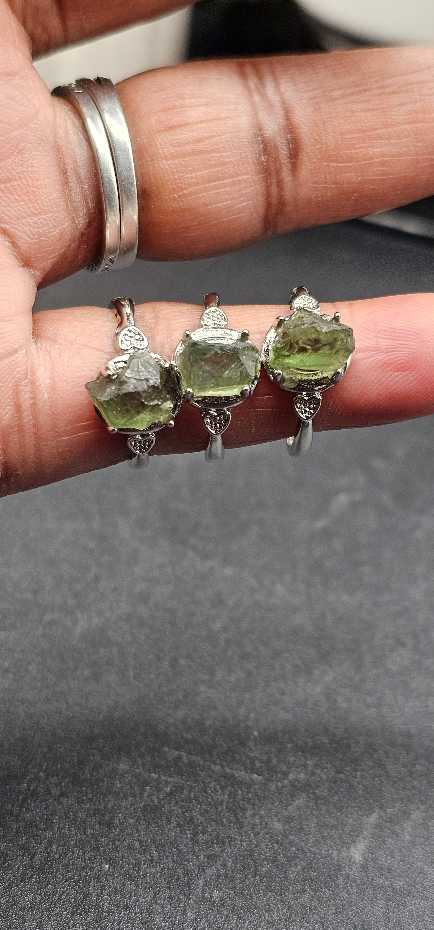 Adjustable Moldavite Ring